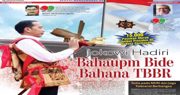 Jokowi Hadiri Bahaupm Bide Bahana TBBR, 15.000 Pasukan Merah Sambut Presiden RI di Kota Pontianak