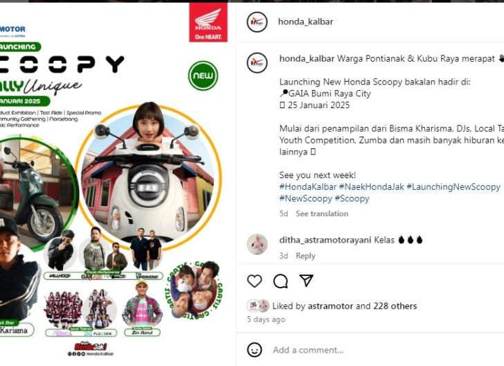 Photo of Berbagai Event Menarik, Astra Motor Kalbar Siap Luncurkan New Scoopy untuk Konsumen Loyal