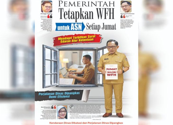 Photo of Pemerintah Tetapkan WFH untuk ASN Setiap Jumat, Mendagri Terbitkan Surat Edaran Atur Ketentuan, Perjalanan Dinas Dipangkas Demi Efisiensi