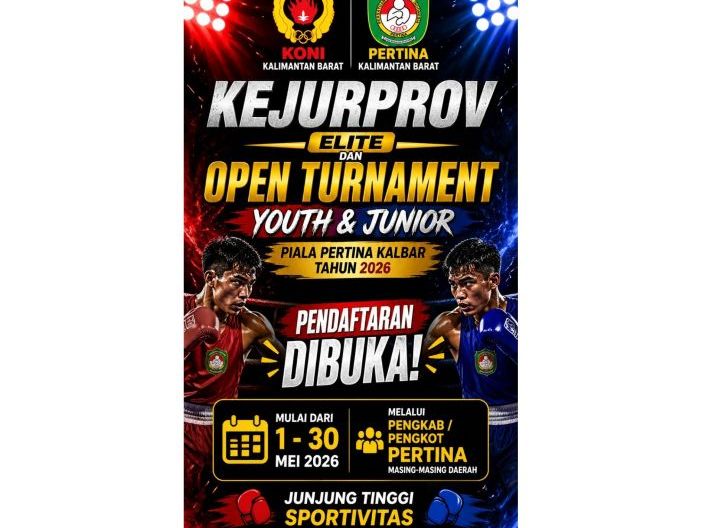 Photo of Batas Akhir Pendaftaran Ditutup 31 Mei, Kejurprov Elite dan Open Tournament Youth & Junior Piala Pertina Kalbar 2026 Siap Digelar