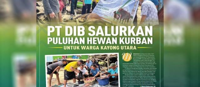 PT DIB Salurkan Puluhan Hewan Kurban untuk Warga Kayong Utara