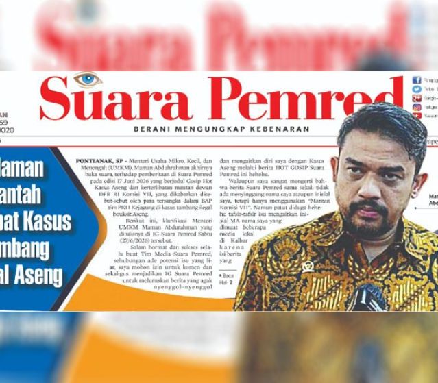 Maman bantah Terlibat kasus Tambang Ilegal Aseng