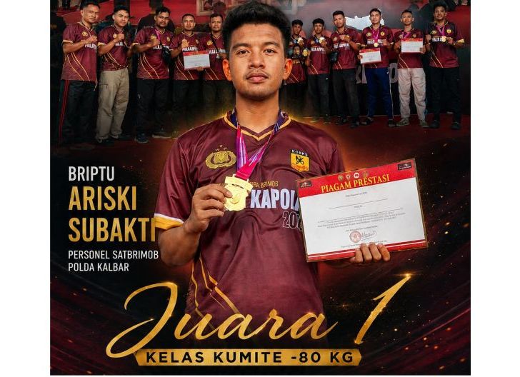 Photo of Briptu Ariski Subakti Persembahkan Emas, Satbrimob Polda Kalbar Bersinar di Kejuaraan Karate Kapolri Cup 2026