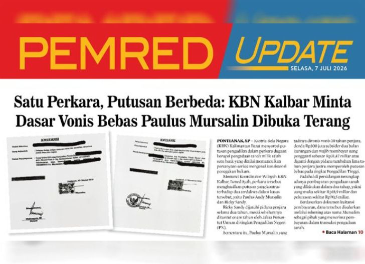 Photo of Satu Perkara, Putusan Berbeda: KBN Kalbar Minta Dasar Vonis Bebas Paulus Mursalin Dibuka Terang