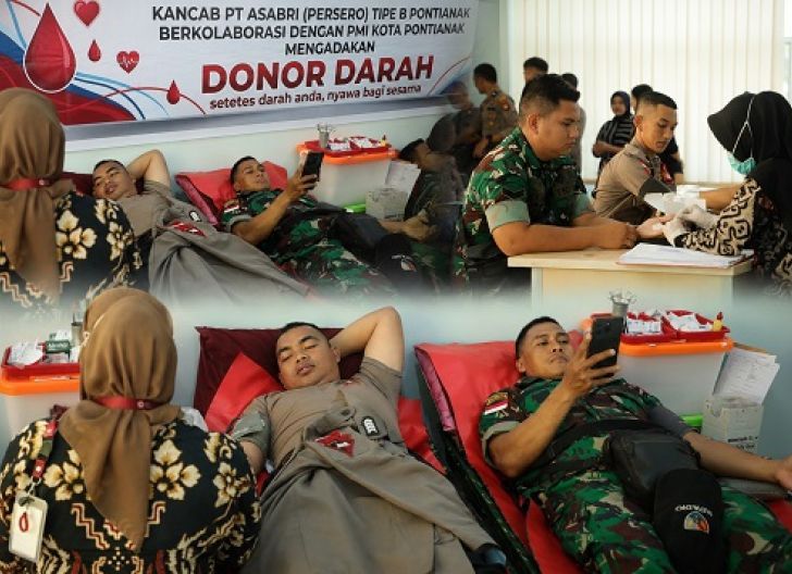 Photo of Wujud Kepedulian Kemanusiaan di HUT ke-55 PT ASABRI, Brimob Kalbar Donorkan Darah