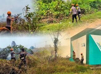 Cegah Api Meluas, Brimob Kalbar Gerak Cepat Padamkan Karhutla di Ketapang