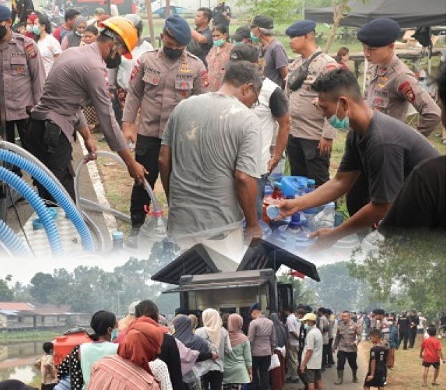 Kemarau Panjang, Brimob Kalbar Salurkan Air Bersih untuk Warga Pontianak dan Kubu Raya