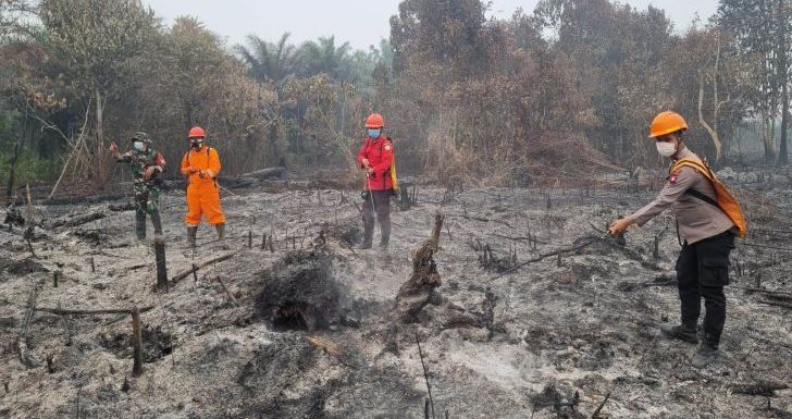 Bersama Warga dan Manggala Agni, Polsek Sekayam Pastikan Titik Panas Malenggang Aman