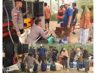 Brimob Kalbar Gerak Cepat Salurkan Air Bersih, Warga Kubu Raya Terdampak Kemarau Terbantu