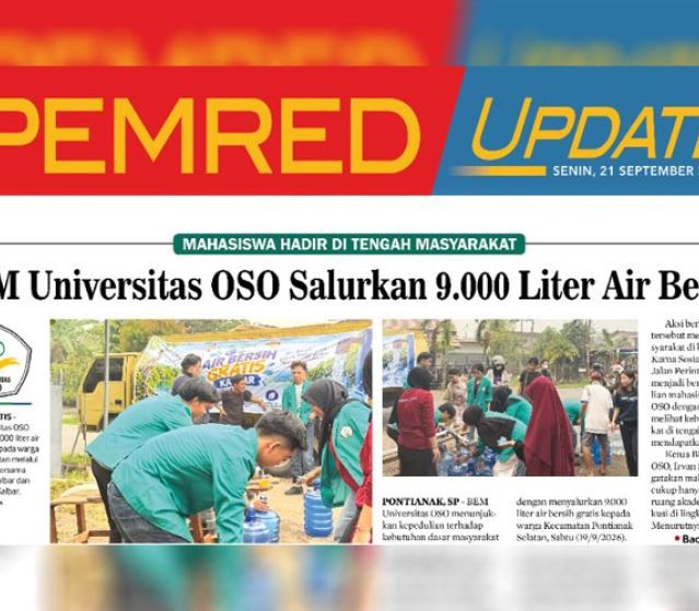 BEM Universitas OSO Salurkan 9.000 Liter Air Bersih, Mahasiswa Hadir di Tengah Masyarakat
