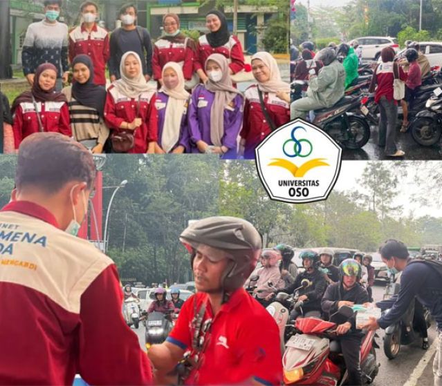 Mahasiswa UNOSO Bergerak, Edukasi Bahaya Kabut Asap hingga Bagikan Masker