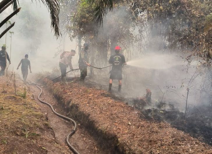 Photo of Relawan Desa Sungai Melayu Bersama TNI-Polri dan Warga Sigap Padamkan Karhutla Secara Swadaya