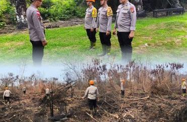 Brimob Kalbar Sisir Lahan Bekas Terbakar, Cegah Karhutla Kembali Muncul