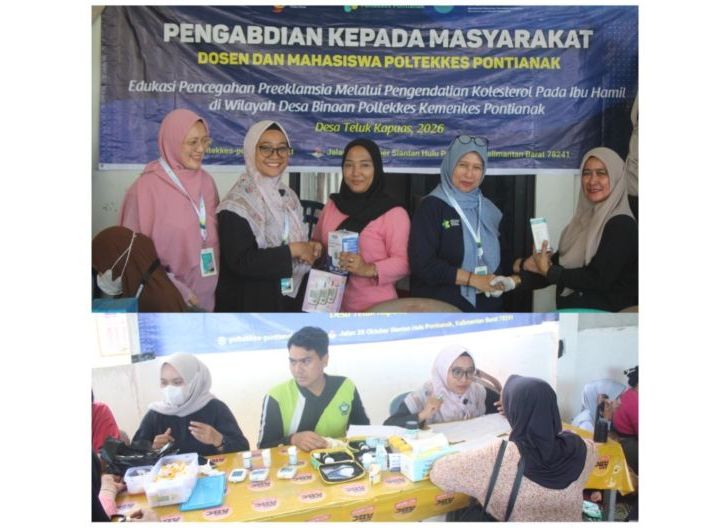 Photo of Cegah Preeklamsia, Tim Pengabmas TLM Poltekkes Kemenkes Pontianak Edukasi Ibu Hamil di Desa Teluk Kapuas