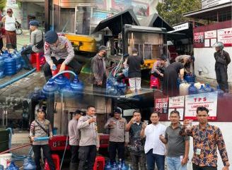 Ringankan Kesulitan Warga, Brimob Kalbar Salurkan Air Bersih dengan Mobil Water Treatment di Ketapang