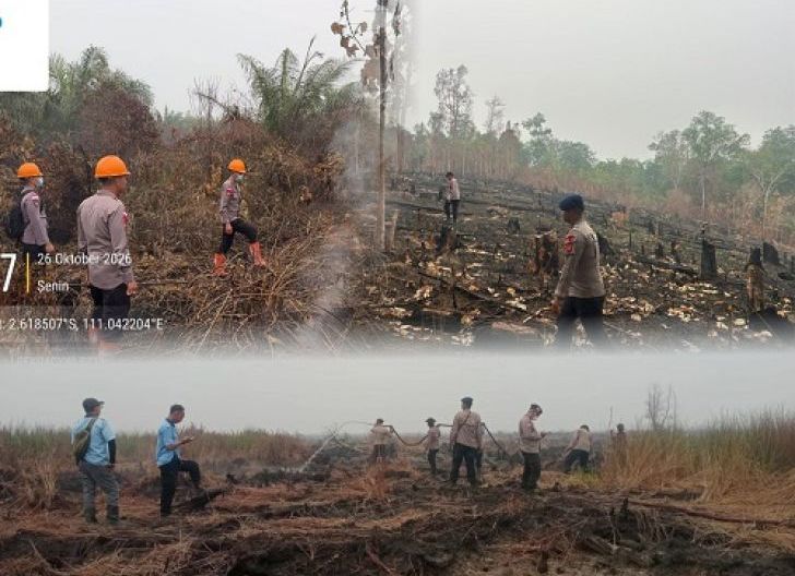 Photo of Cegah Api Kembali Menyala, Brimob Kalbar Sisir Lahan Bekas Karhutla di Ketapang